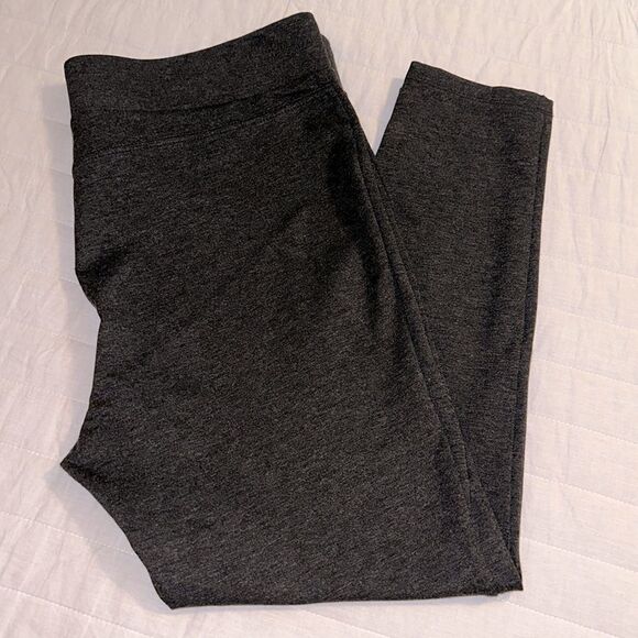 LOFT XL Charcoal Gray Ponte Knit Tuxedo Stripe Pull-On High Waist Pants - Picture 2 of 13